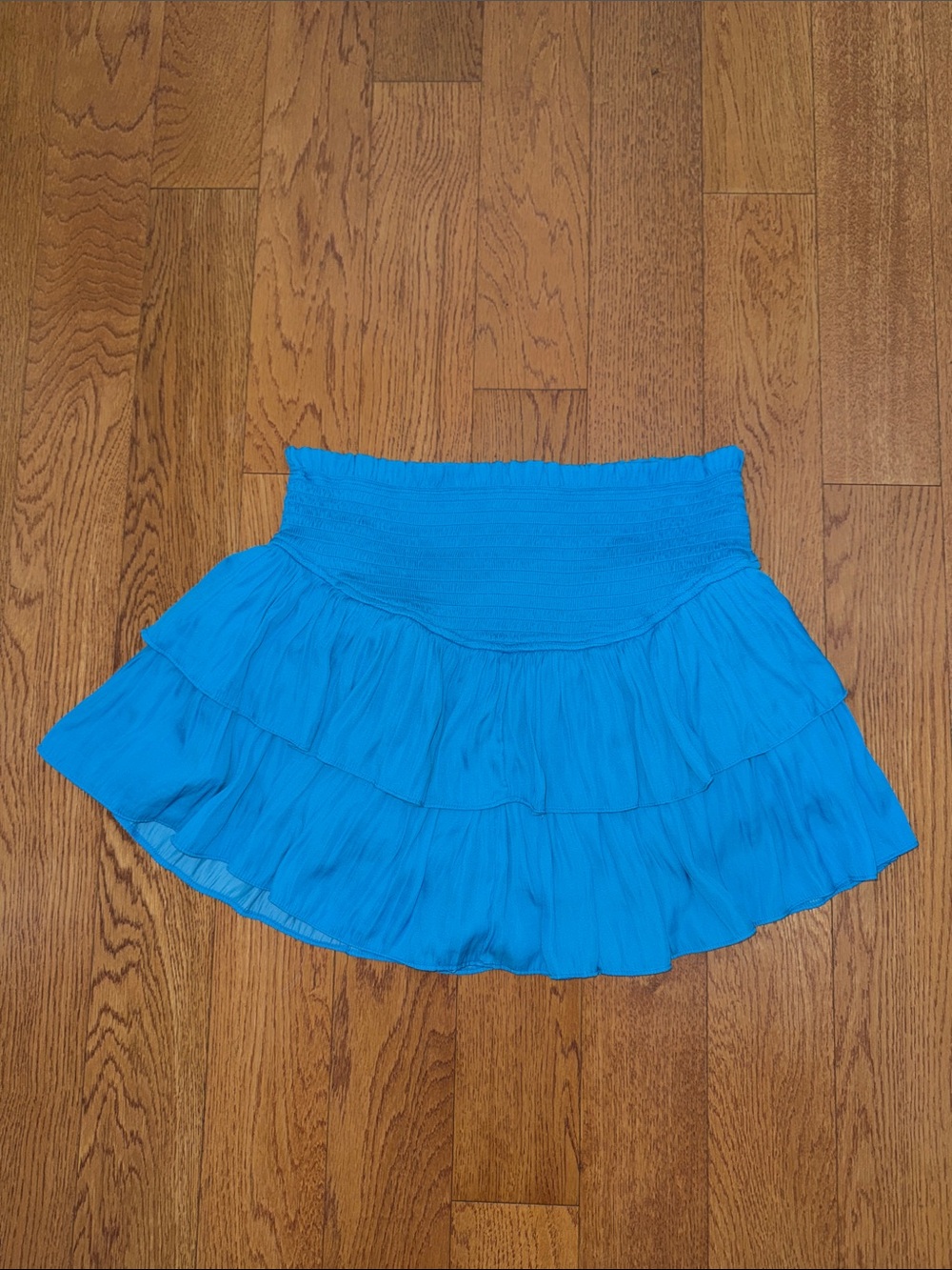 Mustard Seed Bright Blue Tiered Smocked Mini Skirt - Picture 1 of 4